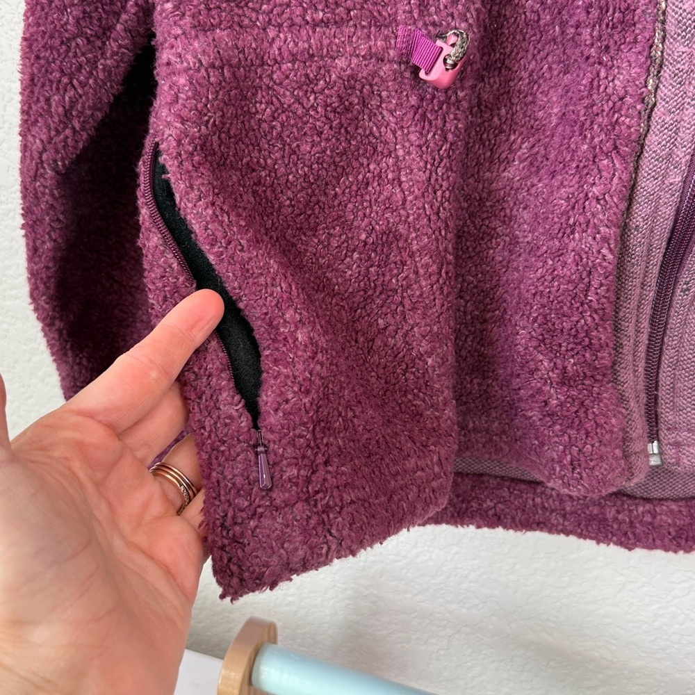 Woolrich Sherpa Zip Up Jacket Fitted Purple Pink Size Medium - Picture 6 of 14
